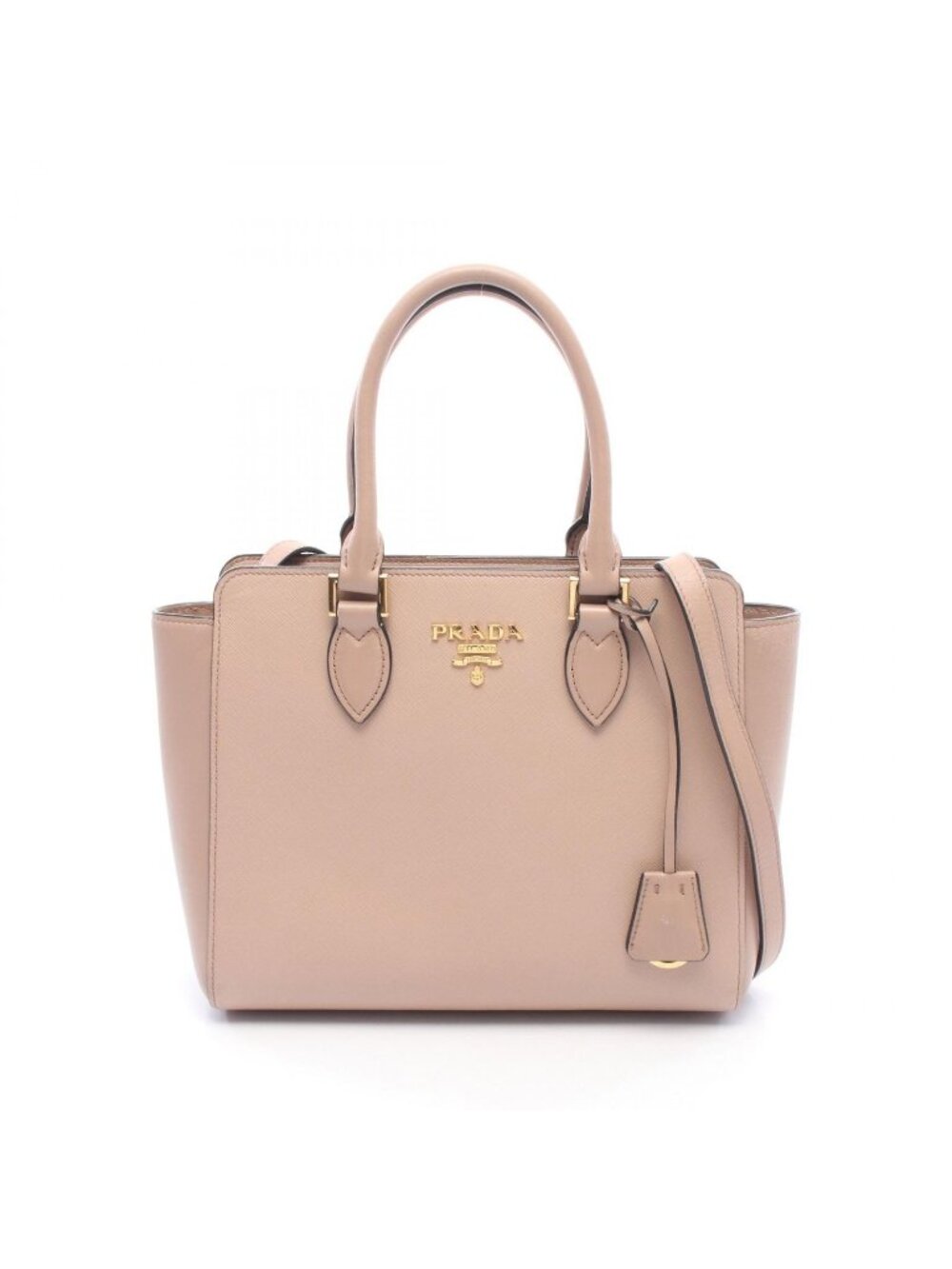 Prada 2-Way Pink Beige Leather Shoulder Handbag